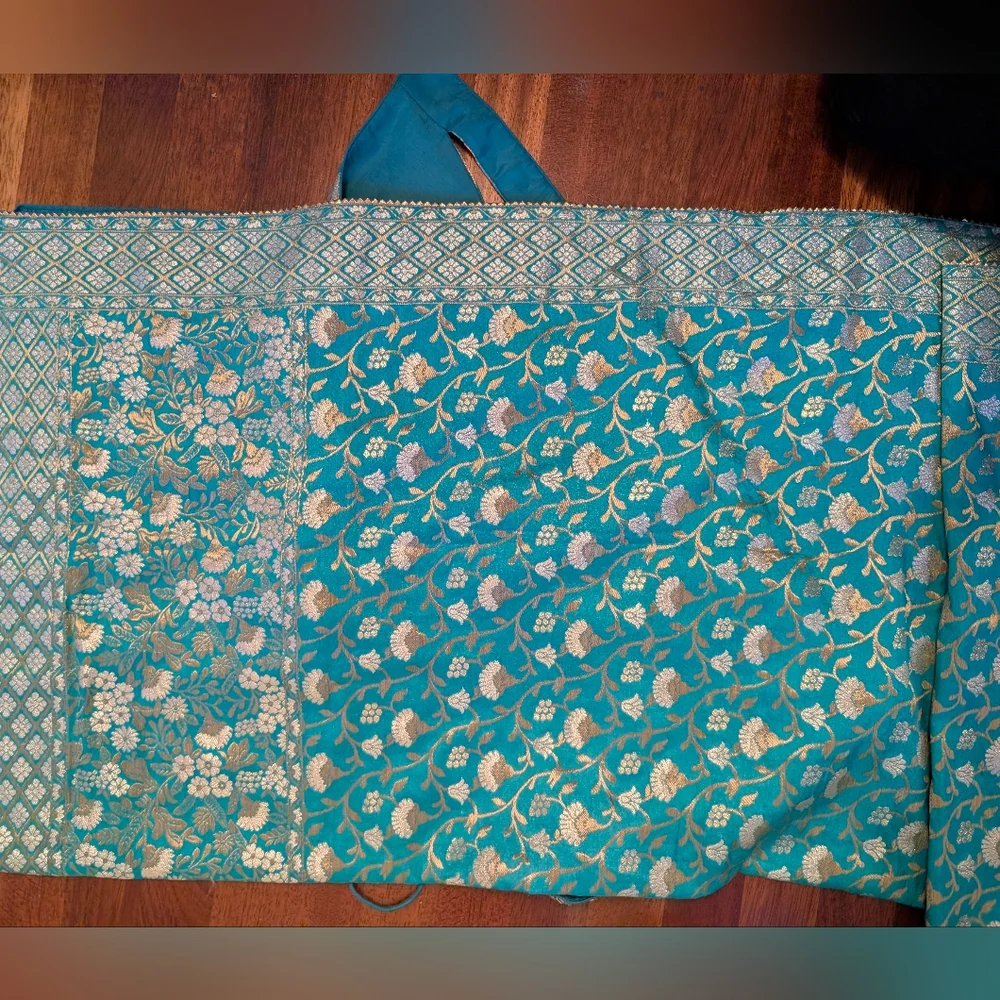 Aqua Banarasi Weave Lehenga Choli - Picture 6 of 8